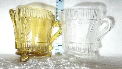 Buy 2 Vintage Pressed Glass Milk Jugs.or Creamers. 1 Clear Glass And 1 Brown Glass? • 9.99£