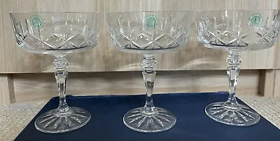 Buy Vintage Galway Irish Crystal 3 Piece Aran Saucer Champagne Glass • 42.50£