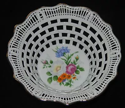 Buy A Cluj Napoca Of Romania Reticulated Porcelain Bowl W/ Floral Bouquet Theme • 10.43£