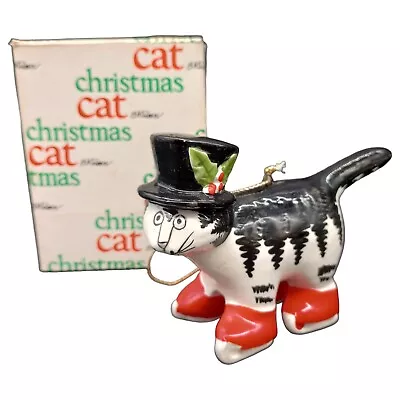 Buy Vtg Kliban 1981 Cat Christmas Hallmark Porcelain Ornament Ice Skates Top Hat • 56.65£