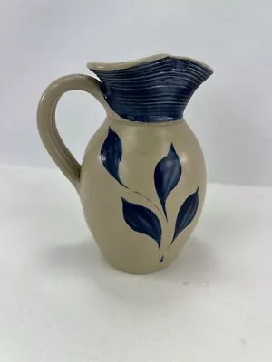 Buy Williamsburg Pottery Salt Glaze 6  Pitcher Cobalt Blue Leaves • 8.60£