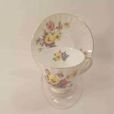 Buy Duchess Fine Bone China Gold Rimmed Tea Cup And Saucer- Pansies. Made In England • 19.20£