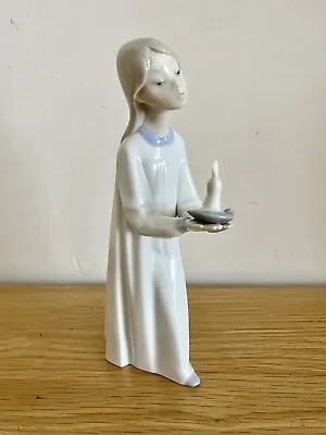 Buy Lladro Girl With Candle Retired Figurine Ornament 8  Tall Glazed Finish • 5£