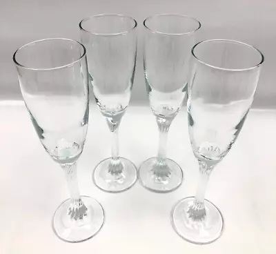 Buy Glass Flute Wine Champagne Glasses Set Of 4 Swirl Cut Style Bottom C35 O327 • 5.95£