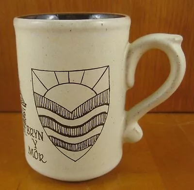 Buy Vtg Laugharne WELSH Pottery Coffee Mug Handmade Bryn Y Mor School Coat Of Arms • 6.65£