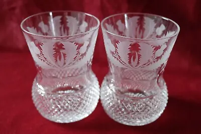 Buy Edinburgh Crystal Thistle Pattern - Pair Of Large Whisky Glasses / Old Fashioned • 175£