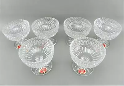 Buy Vintage Bohemia Czechoslovakia 24% Lead Crystal Glass Stemmed Dessert Dish Set 6 • 47.33£
