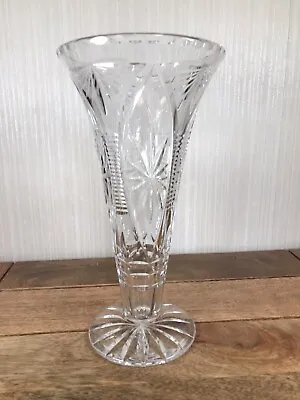 Buy Vintage Webb Corbett Crystal Glass Trumpet Shape Flower Vase 10  High • 12.50£