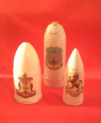 Buy Crested China WW1 Shells Glasgow , Conway , Clevedon Crests • 12.99£