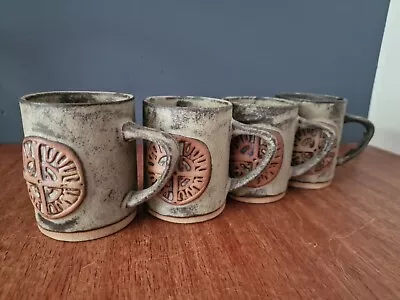 Buy Set 4 Tremar Pottery Mugs Cornwall Studio Pottery Stoneware Motif Rustic Decor • 35£