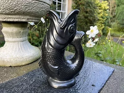 Buy Vintage Large Dartmouth Pottery Black Fish Glug Gurgle Jug 23cm • 45£