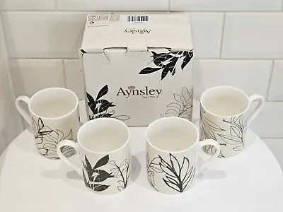 Buy Aynsley Minimal Flora Fine China Tea Cups Mugs Set Of 4 Brand New W/ Damaged Box • 25.99£