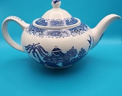Buy Vintage 1960s Woods Ware Willow Pattern  Blue White 1½ Pint Teapot Blue Willow  • 20£