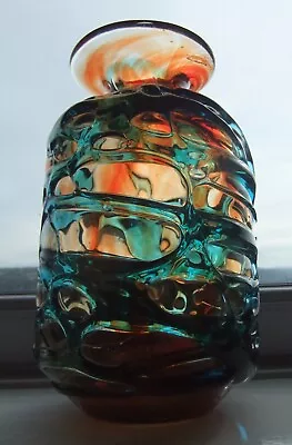 Buy STUNNING Bright Red & Green Vintage Mdina Glass Vase • 20£