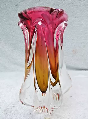 Buy Vintage Chribska Bohemian 3 Colour Freeform Glass Lobed Vase By Joesef Hospodka • 34.99£