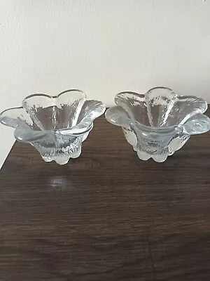 Buy Flower Shaped Glass Candle Holders Set Of 2 • 2.50£
