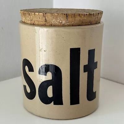 Buy Vintage Haxby Salt Habitat Stoneware Salt Pig Storage Jar Cork Lid 60s/70s • 24.99£