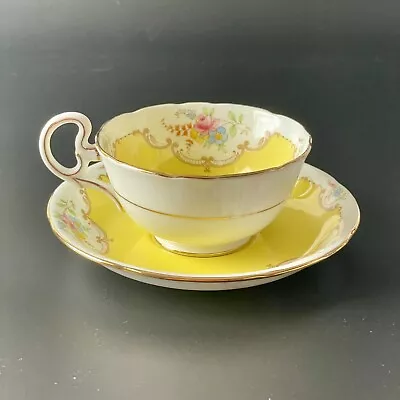 Buy Royal Grafton Bone China Yellow Tea Cup Saucer Pink Blue Yellow Flowers England • 41.42£