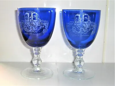 Buy 2 X Wine Goblets Cobalt Blue Glass - Conrail Trains 2007 South Jersey USA   • 10£