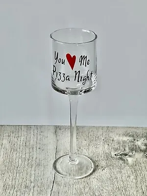 Buy Personalised, Printed Glass Stemmed Candle Holder,  You Me Pizza Night , Gift • 7£