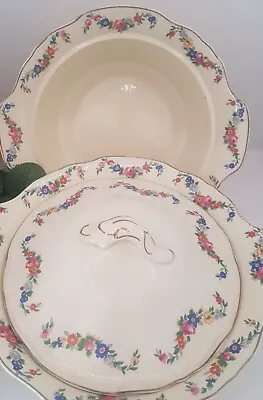 Buy Two Vintage Alfred Meakin Tureens One With Lid Lovely Pink & Blue Flower Design  • 20£
