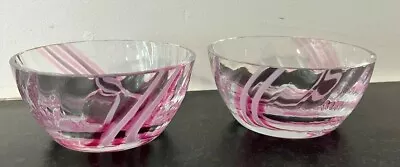 Buy Vintage Caithness Glass Fruit Bowl/dessert Dishes Panache Pink White Swirl X 2 • 15£
