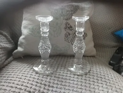Buy Crystal Glass Candle Holders Clear Tall Taper Candle Stick 8 Inch Set Of 2 • 8£