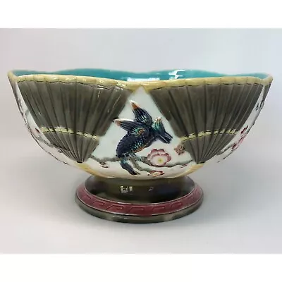 Buy Vintage Wedgwood Bird And Fan Majolica Large Bowl, 1880's, Aesthetic Movement • 239.07£
