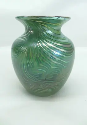 Buy OKRA IRIDESCENT Glass Vase 4 1/4  Tall Signed J Grainger • 85£