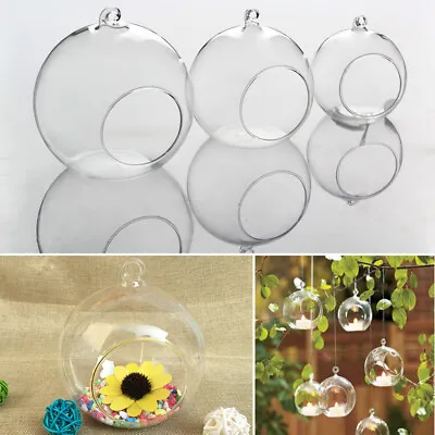 Buy 8/10/12cm Clear Glass Baubles Hanging Open Mouth Ball Fillable Box Xmas Ornament • 8.95£