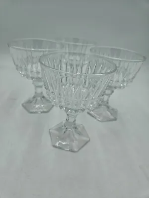 Buy Set Of 4 Vintage Sherbert Style Round Crystal Stemware Glassware 3.5  Wide • 26.89£