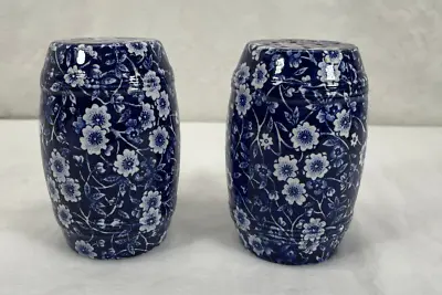 Buy Crownford China Staffordshire England Blue & White Calico Salt Pepper • 23.63£