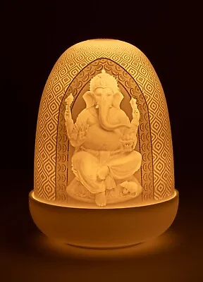 Buy Lladro Porcelain Lord Ganesha/goddess Lakshmi Dome Lamp Was £170.00 Now £144.50 • 144.50£