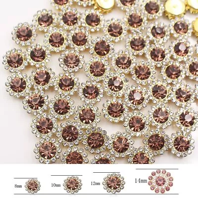 Buy 8-12mm Sew On Crystal Glass Rhinestones Applique Gold Flower Claw Base For Dress • 3.71£