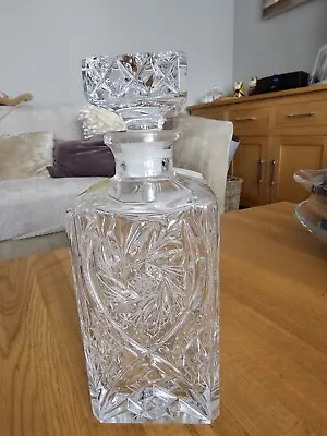 Buy Slovakian Hand Cut Crystal Decanter Square Unused Perfect • 20£
