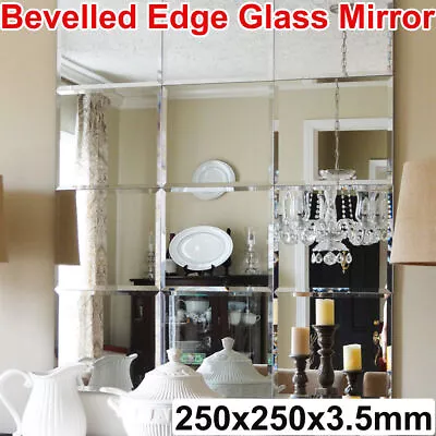 Buy 10/20pcs Square Bevelled Edge Mirror Wall Tile Bricks Glass Room Home Wall Decor • 18.99£