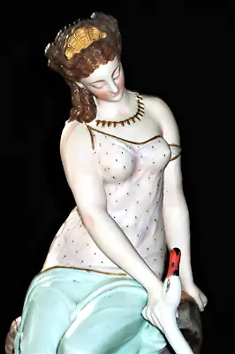 Buy Antique French Limoges Paris Lady Goddess Leda & Swan Mythology Bisque Figurine • 40.01£