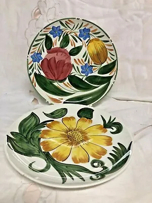 Buy Two Royal Victoria Pottery Of  Vibrant Floral Plates~Wade England~ 9 5/8  • 17.97£