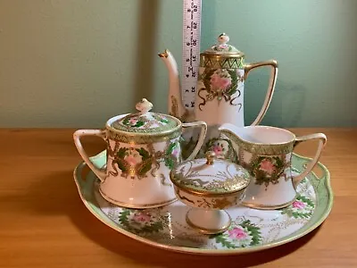 Buy Stunning Antique Nippon China Tea Set W Tray, Handpainted, Sugar Creamer Teapot • 142.25£