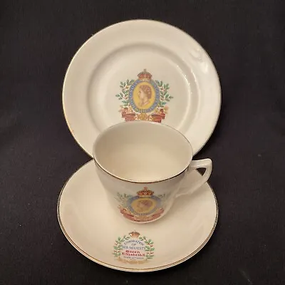 Buy Wade Pottery Queen Elizabeth Coronation Tea Cup, Saucer & Plate Trio 1953 • 18£