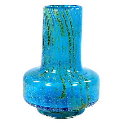Buy Maltese Glass Vase Blue Stripe Pattern Sea Scape Mid Century • 80£