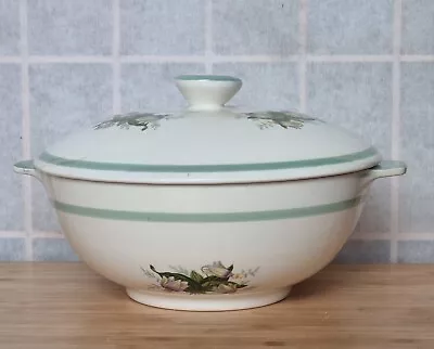 Buy Vintage Lidded Serving Dish Bowl Alfred Meakin England Green White Floral China • 8.90£
