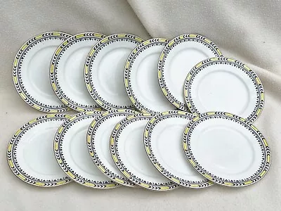 Buy Vintage Shelley China Side Plates Yellow And Blue Pattern Rim • 49.99£