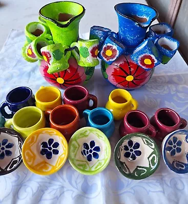 Buy Mexican Pottery Set Handmade Kitchen Decoration, Mini 17 Pcs • 124.86£