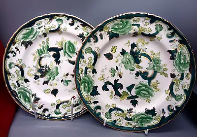 Buy Mason's Ironstone Collection Chartreuse 2 Dinner Plates Green Gold • 38£