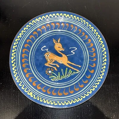 Buy A4/ Old Vintage Signed Puigdemont Ceramic Blue Deer Plate 31cm • 51.11£