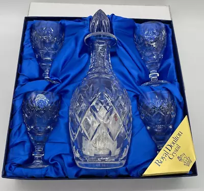 Buy Lead Crystal Decanter And 4 Glasses Boxed Royal Doulton By Webb Corbett M3 • 55£