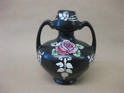Buy Small Vintage Shelley Bud Vase ~ 783 8103 ~ Pink Roses On Black ~ 2 Handles • 10.99£