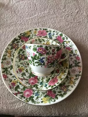 Buy Crown Staffordshire China Colourful Floral Cup 2 Saucers And Plate • 0.99£