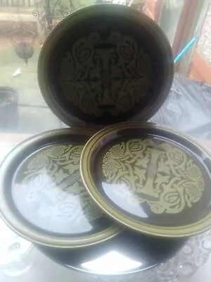 Buy Arklow Ireland 1970s Tree Of Life Three Rare Vintage Large Green Side Plates 9in • 18£